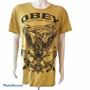 Obey Cash for Chaos T-shirt Yellow Mens XL